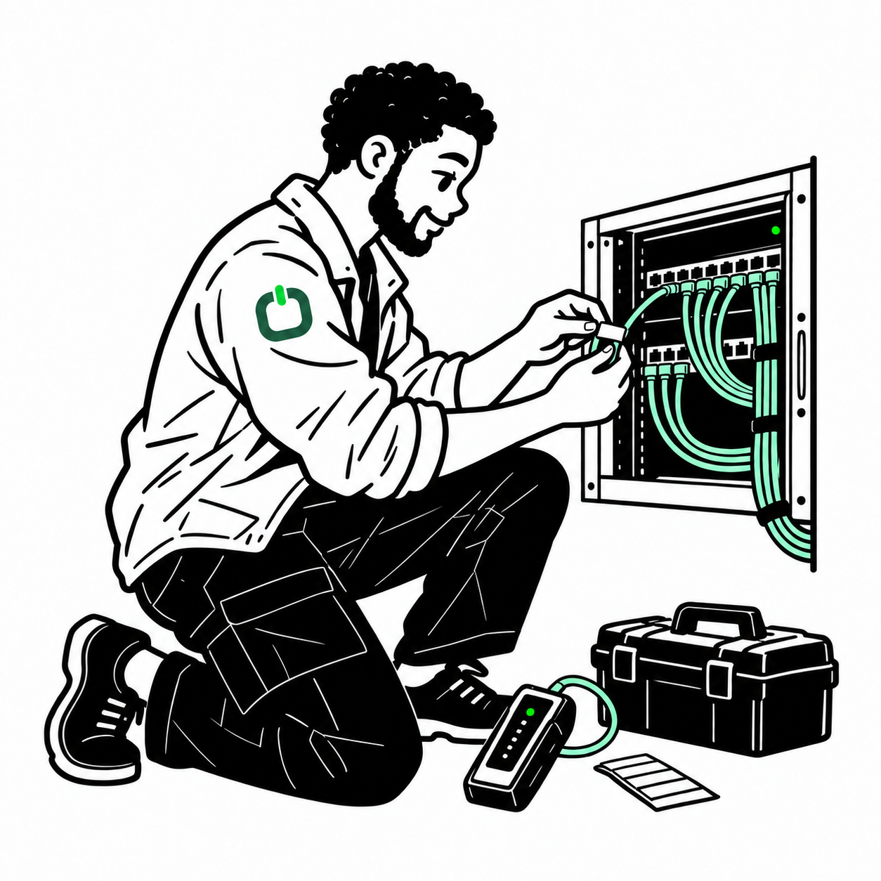 Illustration of structured cabling field work